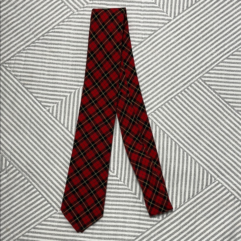 Boys Classic Red Tartan Plaid Tie